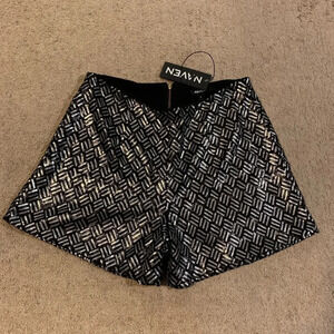 Naven Sparkle Sequin Black and Silver Dressy Shorts